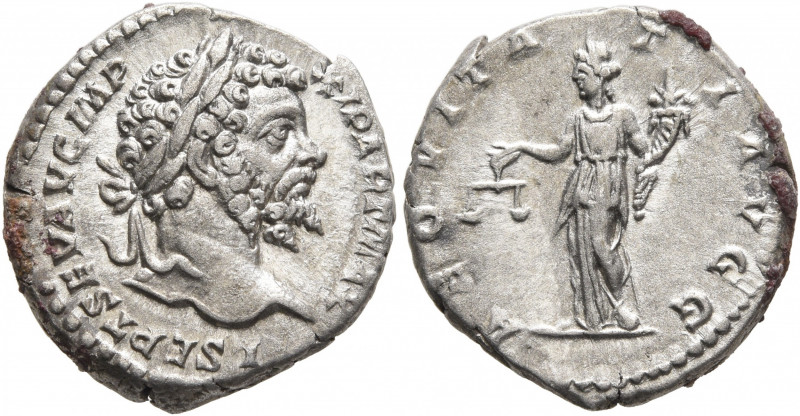 Septimius Severus, 193-211. Denarius (Silver, 17 mm, 3.50 g, 12 h), Rome, 199-20...