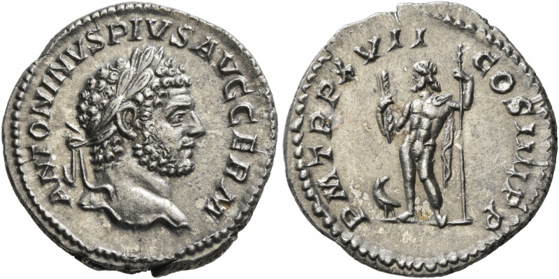 Caracalla, 198-217. Denarius (Silver, 18 mm, 2.82 g, 6 h), Rome, 214. ANTONINVS ...