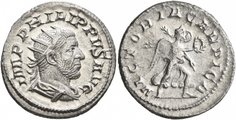 Philip I, 244-249. Antoninianus (Silver, 22 mm, 4.37 g, 1 h), Rome, 247-248. IMP...