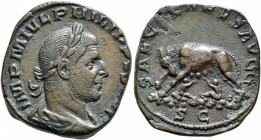 Philip I, 244-249. Sestertius (Orichalcum, 27 mm, 16.88 g, 6 h), Rome, 248. IMP M IVL PHILIPPVS [AV]G Laurate, draped and cuirassed bust of Philip I t...