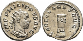 Philip I, 244-249. Antoninianus (Silver, 21 mm, 4.00 g, 6 h), Rome, 248-249. IMP PHILIPPVS AVG Radiate, draped and cuirassed bust of Philip I to right...