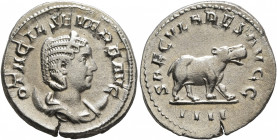 Otacilia Severa, Augusta, 244-249. Antoninianus (Silver, 22 mm, 4.00 g, 12 h), Rome, 248. OTACIL SEVERA AVG Diademed and draped bust of Otacilia Sever...