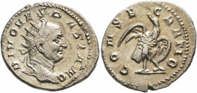 Trajan Decius, 249-251. Antoninianus (Silver, 22 mm, 3.99 g, 6 h), commemorative issue for Divus Vespasian (died 79), Rome, 251. DIVO VESPASIANO Radia...