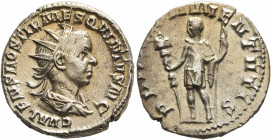 Hostilian, as Caesar, 250-251. Antoninianus (Silver, 19 mm, 3.49 g, 12 h), Rome, 250-251. C VALENS HOSTIL MES QVINTVS N C Radiate and draped bust of H...