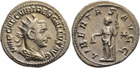 Trebonianus Gallus, 251-253. Antoninianus (Silver, 22 mm, 3.81 g, 3 h), Rome, 252. IMP CAE C VIB TREB GALLVS AVG Radiate, draped and cuirassed bust of...