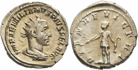 Aemilian, 253. Antoninianus (Silver, 22 mm, 3.90 g, 7 h), Rome. IMP AEMILIANVS PIVS FEL AVG Radiate, draped and cuirassed bust of Aemilian to right, s...