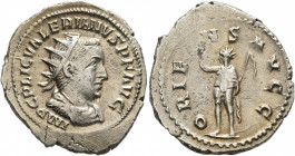 Valerian I, 253-260. Antoninianus (Silver, 24 mm, 3.94 g, 7 h), Rome, 255-256. IMP C P LIC VALERIANVS P F AVG Radiate, draped and cuirassed bust of Va...