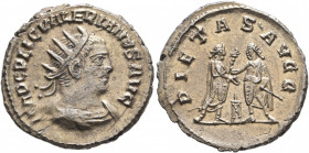 Valerian I, 253-260. Antoninianus (Billon, 22 mm, 3.76 g, 5 h), Samosata, 255-256. IMP C P LIC VALERIANVS AVG Radiate, draped and cuirassed bust of Va...