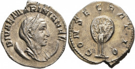 Diva Mariniana, died before 253. Antoninianus (Silver, 22 mm, 3.17 g, 6 h), Rome, circa 253-254. DIVAE MARINIANAE Veiled, diademed and draped bust of ...