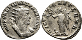 Gallienus, 253-268. Antoninianus (Silver, 20 mm, 3.30 g, 11 h), Rome, 256-257. IMP GALLIENVS P F AVG G M Radiate and cuirassed bust of Gallienus to ri...