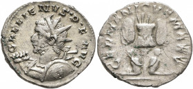 Gallienus, 253-268. Antoninianus (Silver, 21 mm, 3.26 g, 6 h), Cologne, 257-258. GALLIENVS•P•F•AVG Radiate and cuirassed bust of Gallienus to left, ho...