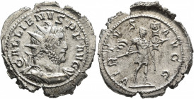 Gallienus, 253-268. Antoninianus (Silver, 23 mm, 4.49 g, 6 h), Cologne, 257-258. GALLIENVS•P•F•AVG Radiate and cuirassed bust of Gallienus to right. R...