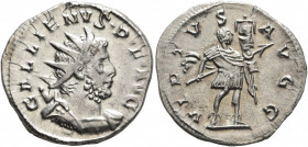 Gallienus, 253-268. Antoninianus (Silver, 21 mm, 3.27 g, 11 h), Cologne, 257-258. GALLIENVS•P•F•AVG Radiate and cuirassed bust of Gallienus to right. ...