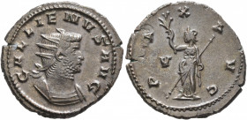 Gallienus, 253-268. Antoninianus (Silvered bronze, 21 mm, 4.00 g, 6 h), Rome, 260-261. GALLIENVS AVG Radiate and cuirassed bust of Gallienus to right....