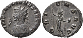 Gallienus, 253-268. Antoninianus (Silvered bronze, 19 mm, 3.09 g, 6 h), Mediolanum, 262-263. IMP GALLIENVS AVG GER Radiate, draped and cuirassed bust ...