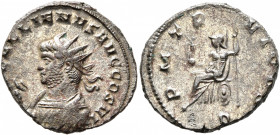 Gallienus, 253-268. Antoninianus (Silvered bronze, 21 mm, 3.69 g, 6 h), Mediolanum, 264-265. [IMP] GALLIENVS AVG COS VI Radiate bust of Gallienus to l...