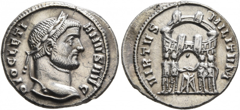 Diocletian, 284-305. Argenteus (Silver, 19 mm, 2.60 g, 12 h), Ticinum, 295. DIOC...