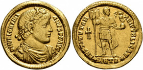 Valentinian I, 364-375. Solidus (Gold, 21 mm, 4.38 g, 5 h), Antiochia, 364. D N VALENTINIANVS P F AVG Rosette-diademed, draped and cuirassed bust of V...