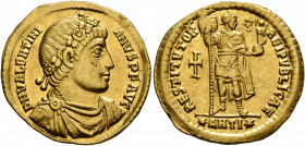 Valentinian I, 364-375. Solidus (Gold, 21 mm, 4.42 g, 6 h), Antiochia, 364. D N VALENTINIANVS P F AVG Rosette-diademed, draped and cuirassed bust of V...