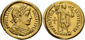 Valentinian I, 364-375. Solidus (Gold, 21 mm, 4.42 g, 6 h), Antiochia, 364. D N VALENTINIANVS P F AVG Rosette-diademed, draped and cuirassed bust of V...