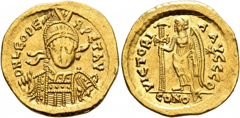 Leo I, 457-474. Solidus (Gold, 20 mm, 4.44 g, 6 h), Constantinopolis, circa 462 ...