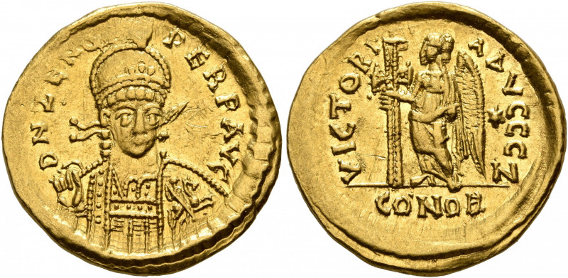 Zeno, second reign, 476-491. Solidus (Gold, 20 mm, 4.48 g, 6 h), Constantinopoli...