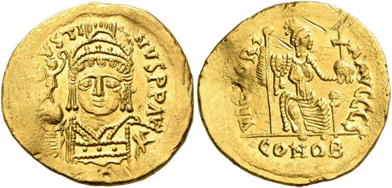 Justin II, 565-578. Solidus (Gold, 19 mm, 4.46 g, 6 h), Constantinopolis, 566/7-...