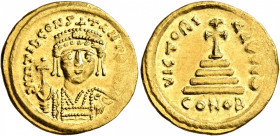 Tiberius II Constantine, 578-582. Solidus (Gold, 21 mm, 4.49 g, 7 h), Constantinopolis, 579-582. δ m TIb CONSTANT P P AVG Draped and cuirassed bust of...