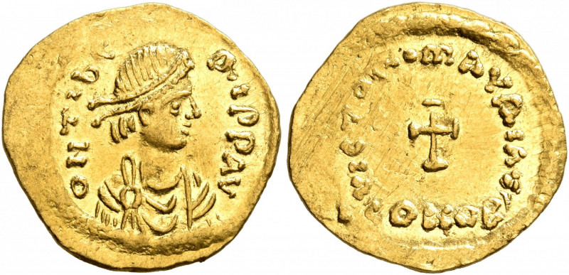 Maurice Tiberius, 582-602. Tremissis (Gold, 16 mm, 1.48 g, 6 h), Constantinopoli...