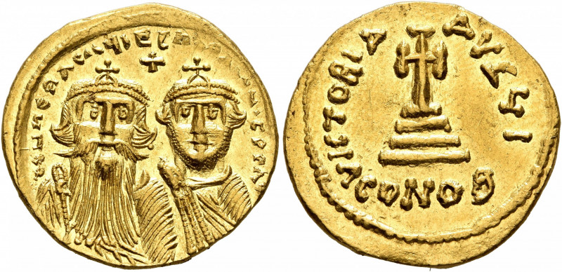 Heraclius, with Heraclius Constantine, 610-641. Solidus (Gold, 21 mm, 4.44 g, 6 ...