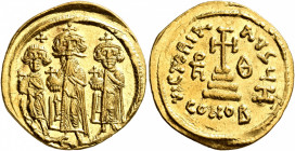 Heraclius, with Heraclius Constantine and Heraclonas, 610-641. Solidus (Gold, 21 mm, 4.41 g, 7 h), Constantinopolis, 635/6(?). Heraclius, Heraclius Co...