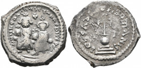 Heraclius, with Heraclius Constantine, 610-641. Hexagram (Silver, 25 mm, 6.49 g, 7 h), Constantinopolis, 610-639. dd NN ҺЄRACLIЧS ЄT ҺPA CONΤ Heracliu...