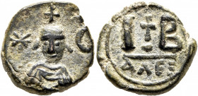 Heraclius, 610-641. 12 Nummi (Bronze, 19 mm, 4.00 g, 8 h), Persian occupation of Egypt (?), Alexandria, circa 618-628. Facing beardless bust of Heracl...