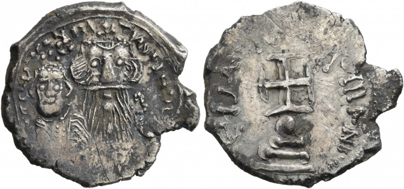 Constans II, with Constantine IV, 641-668. Hexagram (Silver, 22 mm, 4.16 g, 6 h)...