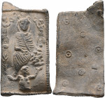 LEVANTINE REGION. Uncertain, circa 1st to 3rd centuries AD. Dedicatory Plaquette (Lead, 20x42 mm, 9.18 g). The Tyche of Antioch, turreted and veiled, ...