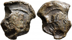 Anonymous, circa 4th century. Seal (Bronze, 16 mm, 4.29 g, 12 h). Laureate male head to right. Rev. Bare-headed and bearded head to right. Unpublished...