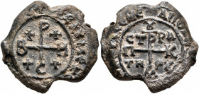 Beser (Arab Bashir), patrikios and strategos, first half 8th century. Seal (Lead, 26 mm, 17.48 g, 12 h). +[ЄΞ]ЄΛ૪ MЄ KЄ [ЄΞ ANΘPOΠ૪ ΠOVHPOV] Cruciform...