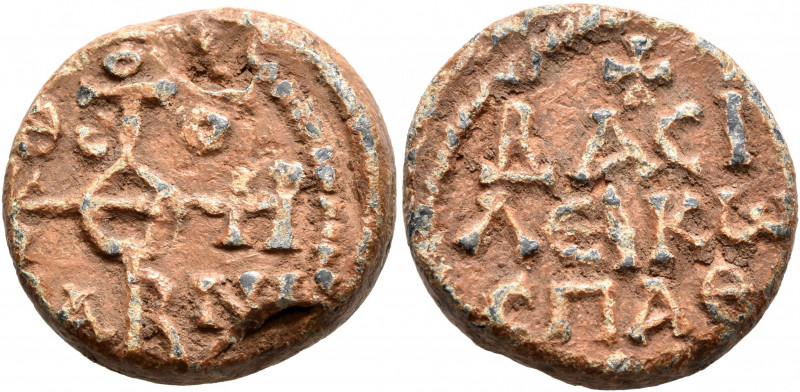 Theophanes, imperial spatharios, 8th century. Seal (Lead, 22 mm, 14.73 g, 12 h)....