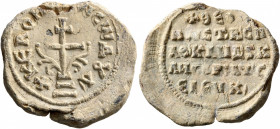 Theognostos, imperial spatharokandidatos and kleisouriarches of Seleukeia, later 9th century-circa 927-934. Seal (Lead, 23 mm, 6.86 g, 11 h). +KЄ ROH[...