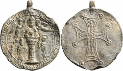 Anonymous, circa 10th century. Medallion (Lead, 44 mm, 23.34 g, 12 h), "Eulogia" of St. Symeon Stylites the Younger. +EVΛOΓIA TOV AΓI૪ CVMЄⲰN TO ΘAVMA...