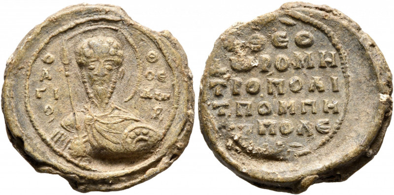 Theodoros, metropolitan bishop of Pompeiopolis, mid 11th century. Seal (Lead, 20...