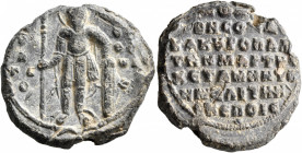 Theodoros Chetames (Thoros, son of Hetoum), kouropalates and doux of Melitene, circa 1074. Seal (Lead, 27 mm, 14.05 g, 12 h). O / A/ΓI/O, - Θ[Є]/O[Δ]/...