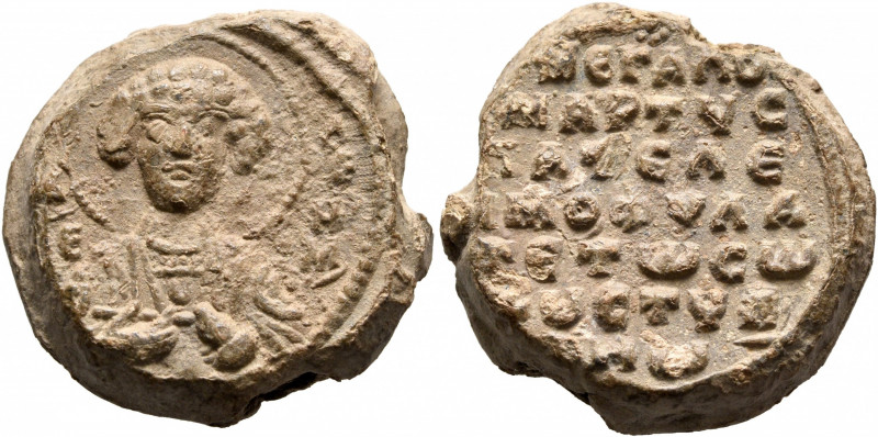 Stylianos, 11th century. Seal (Lead, 22 mm, 17.19 g, 12 h). [Θ / Π]A[N/T]Є-Λ/Є/H...