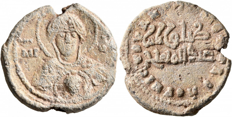 Uncertain, 11th century. Seal (Lead, 23 mm, 7.46 g, 9 h). MHP - ΘV Nimbate bust ...