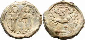 Anonymous, 11th-12th century. Seal (Lead, 26 mm, 13.57 g, 12 h). M / ΘV - IC / XC - O / ЄV/[ЄP]/ΓЄ/T ('Mother of God. Jesus Christ the Benefactor'). R...
