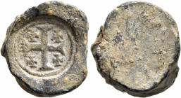 CRUSADERS. Anonymous, circa 12th-13th centuries. Seal (Lead, 19 mm, 19.24 g). Jerusalem cross. Rev. Blank. Very fine.