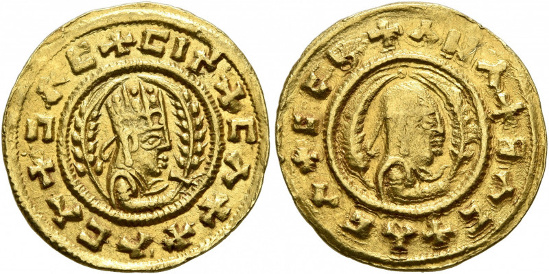 AXUM. Ebana, circa 450. Chrysos (Gold, 11 mm, 1.62 g, 12 h). ✠ƆΛC✠CIϞ✠CΛX✠ΛCΛ Dr...