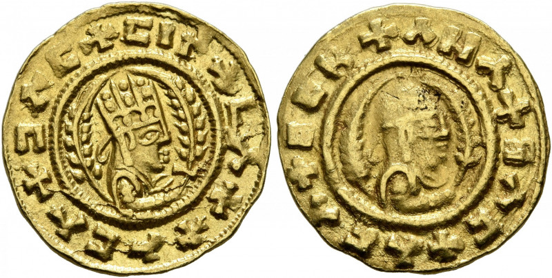 AXUM. Ebana, circa 450. Chrysos (Gold, 15 mm, 1.64 g, 12 h). ✠ƆΛC✠CIN✠CΛΧ✠ΛCΛ Dr...