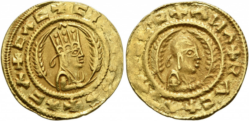 AXUM. Ebana, circa 450. Chrysos (Gold, 16 mm, 1.60 g, 12 h). ✠CΛC✠CIϞ✠CΛΧ✠ΛCΛ Dr...