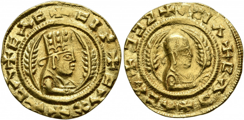 AXUM. Ebana, circa 450. Chrysos (Gold, 16 mm, 1.54 g, 12 h). ✠CΛC✠CIN✠CΛΧ✠ΛCΛ Dr...